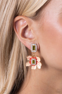 Colorful Clippings - Green Clip-On Earrings