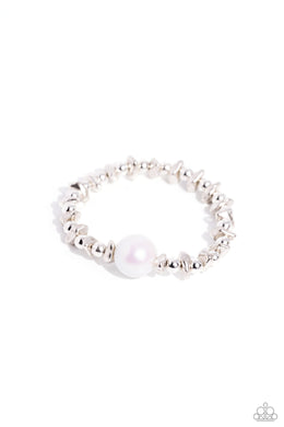 Chiseled Class - White Stretchy Bracelet