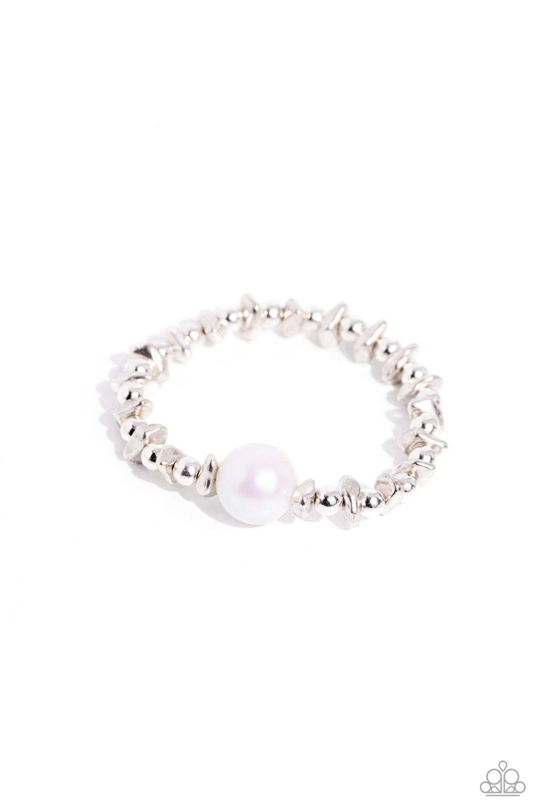 Chiseled Class - White Stretchy Bracelet