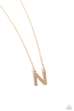 Leave Your Initials - Gold - N Necklace