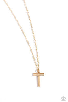 Leave Your Initials - Gold - T Necklace