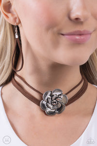 Textured Tapestry - Brown Choker Necklace