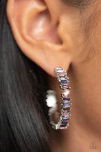 Load image into Gallery viewer, Effortless Emeralds - Purple Hoop Earrings