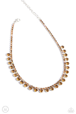 Ritzy Rhinestones - Brown Choker Necklace
