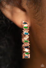 Load image into Gallery viewer, Effortless Emeralds - Copper Hoop Earrings