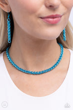 Load image into Gallery viewer, Braided Battalion - Blue Choker Necklace