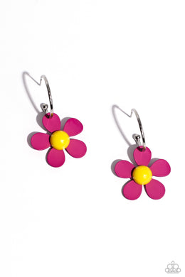 More FLOWER To You! - Pink Hoop Earrings
