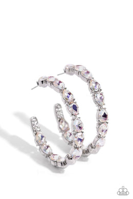 Presidential Pizzazz - White Hoop Earrings