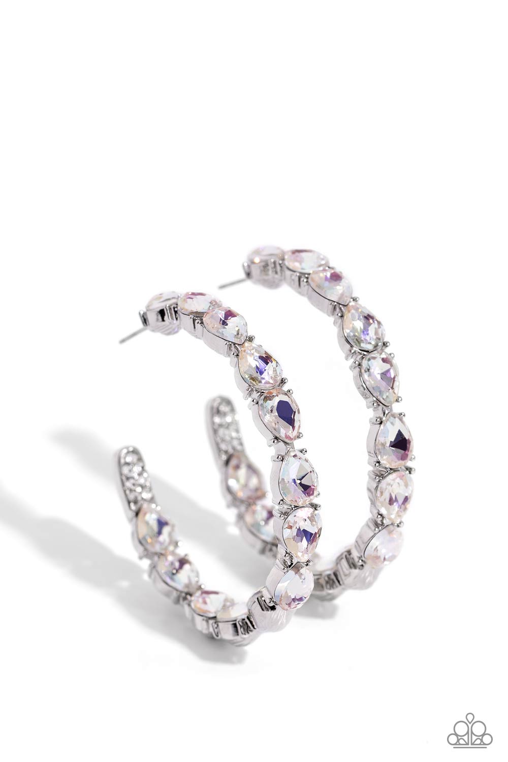 Presidential Pizzazz - White Hoop Earrings