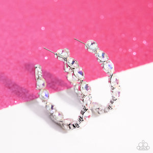 Presidential Pizzazz - White Hoop Earrings