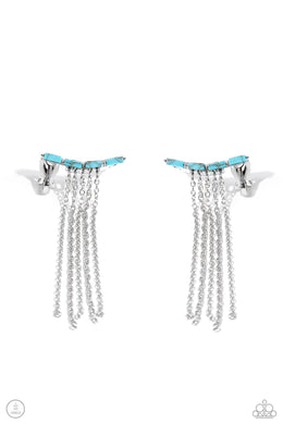 Fault Line Fringe - Blue Ear Crawler Earrings