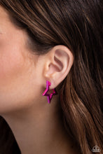 Load image into Gallery viewer, In A Galaxy STAR, STAR Away - Pink Hinge Hoop Earrings