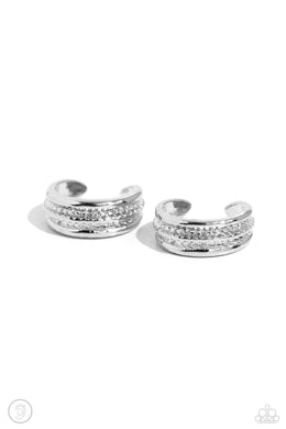 Serrated Season - Silver Cuff Earrings