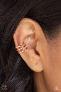 Metro Mashup - Gold Cuff Earrings