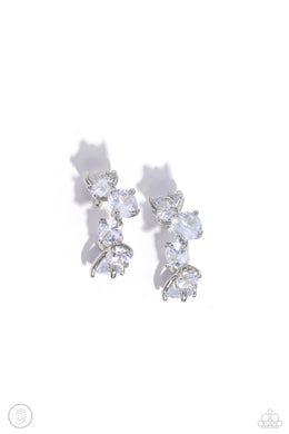 Breathtaking Blend - White Cuff Earrings