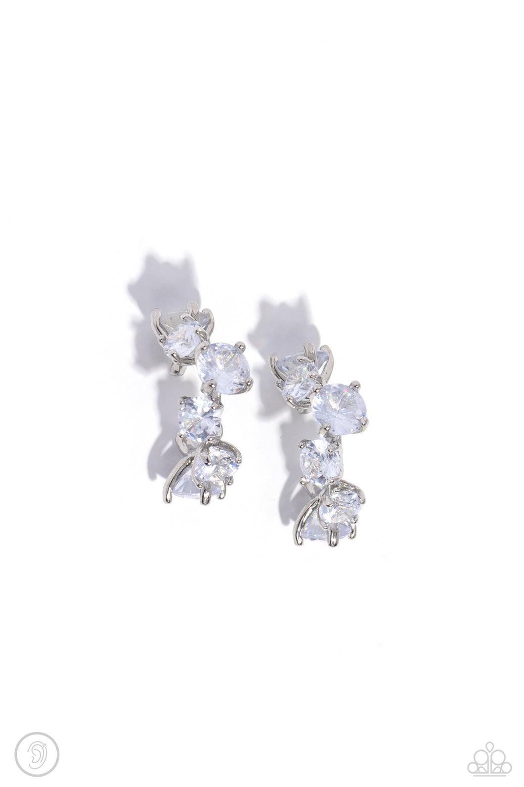 Breathtaking Blend - White Cuff Earrings