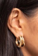Load image into Gallery viewer, Textured Tremolo - Gold Hinge Hoop Earrings
