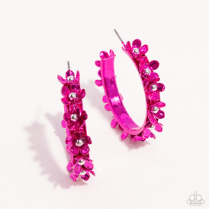 Fashionable Flower Crown - Pink Hoop Earrings