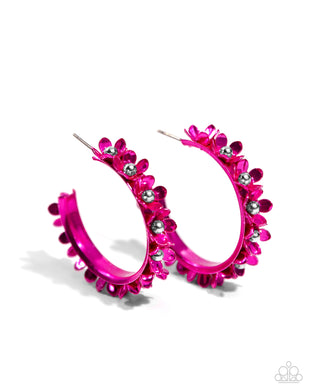 Fashionable Flower Crown - Pink Hoop Earrings