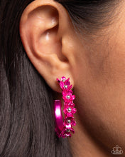 Load image into Gallery viewer, Fashionable Flower Crown - Pink Hoop Earrings