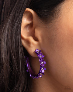 Fashionable Flower Crown - Purple Hoop Earrings