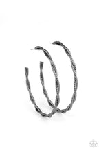 Load image into Gallery viewer, Totally Throttled - Black Gunmetal Hoop Earrings