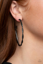 Load image into Gallery viewer, Totally Throttled - Black Gunmetal Hoop Earrings