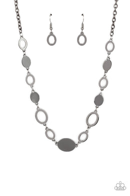 Working OVAL-time - Black Gunmetal Necklace