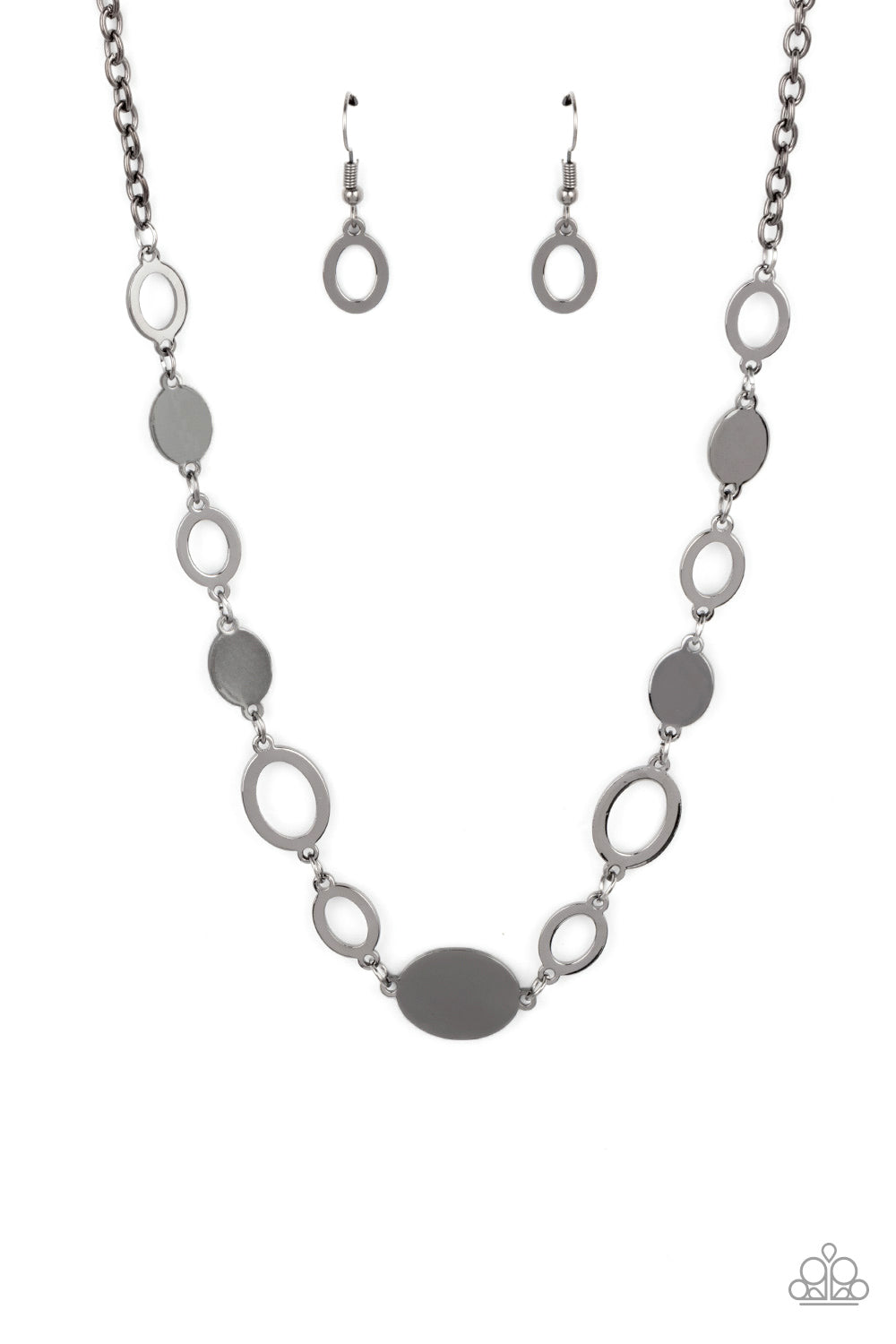 Working OVAL-time - Black Gunmetal Necklace