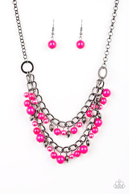 Watch Me Now - Pink Gunmetal Necklace