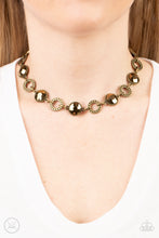 Load image into Gallery viewer, Rhinestone Rollout - Brass Choker Necklace