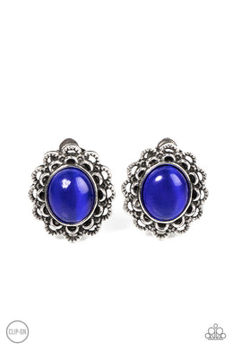 Garden Gazebo - Blue Clip-On Earrings