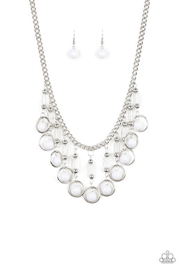 Cool Cascade - White Necklace