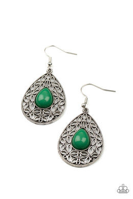Fanciful Droplets - Green Earrings