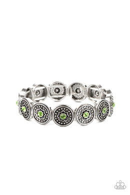Colorfully Celestial - Green Stretchy Bracelet