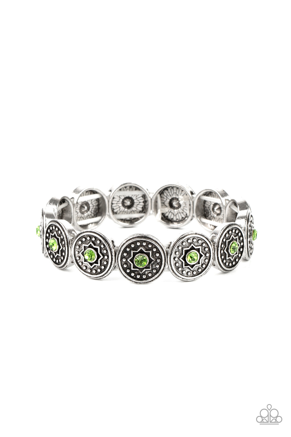 Colorfully Celestial - Green Stretchy Bracelet