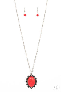 Daisy Dotted Deserts - Red Necklace