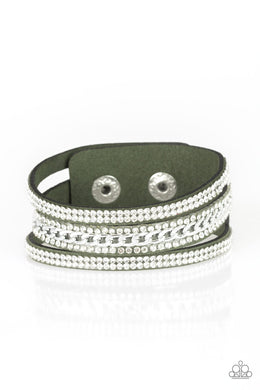 Rollin In Rhinestones - Green Bracelet
