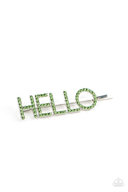 Hello There - Green Bobby Pin