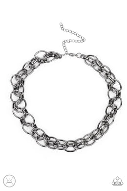 Tough Crowd - Black Gunmetal Choker Necklace