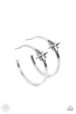 Lone Star Shimmer - White Hoop Earrings